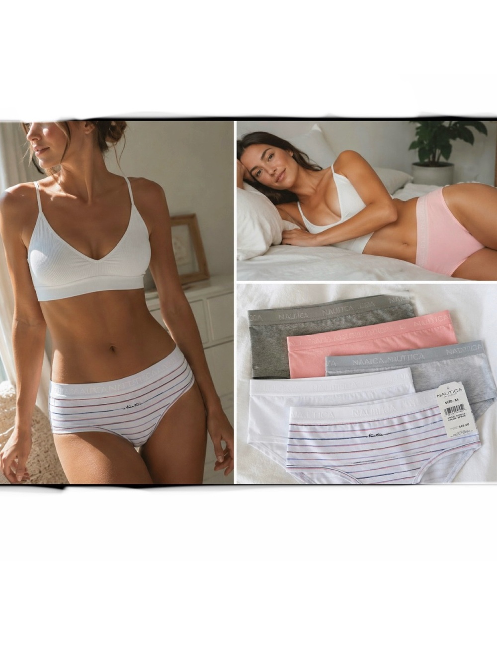 Nautica Intimates 5-Pack Cotton Spandex Hipster Panties Size: XL NWT